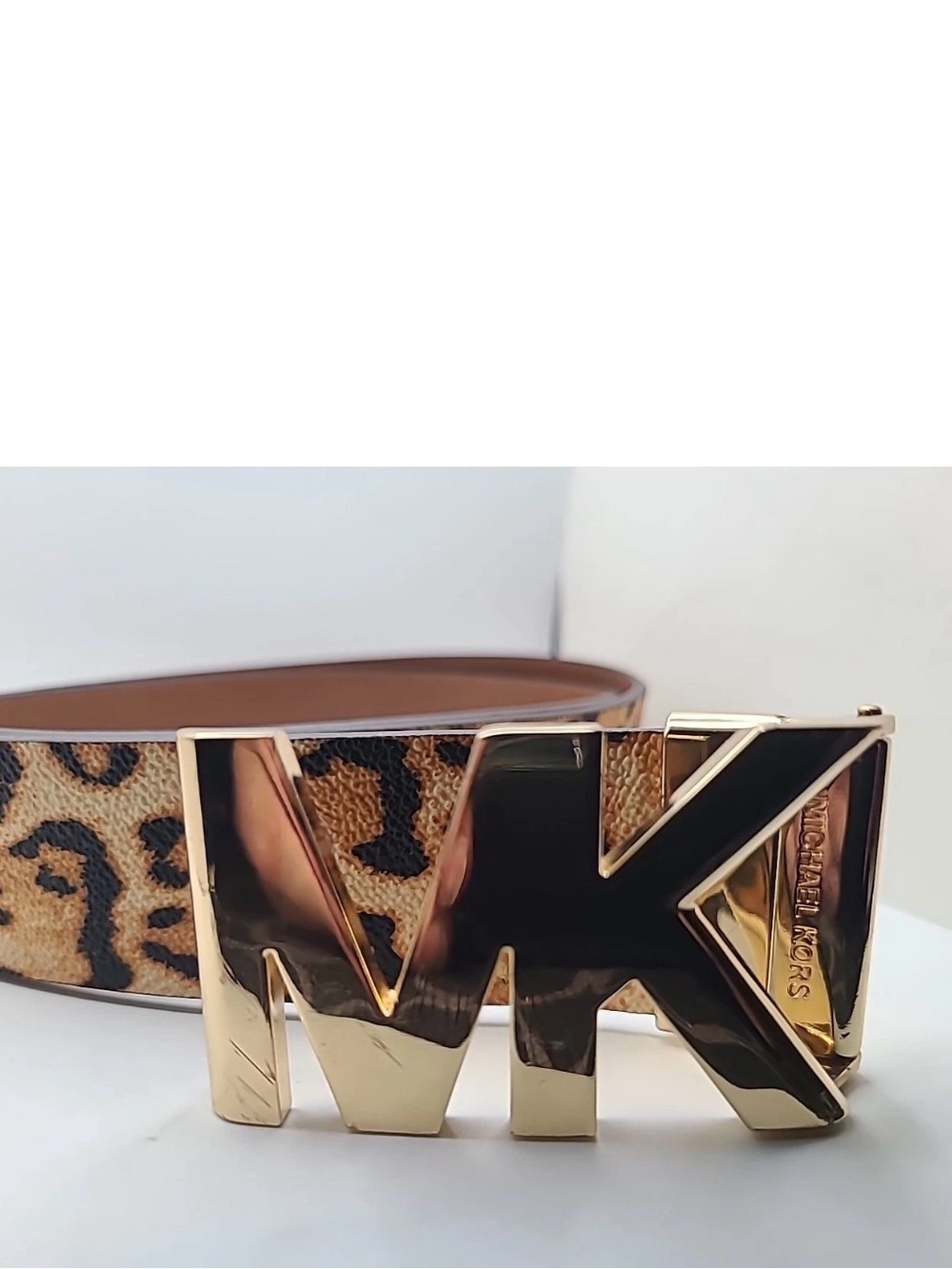 Michael Kors Reversible Monogram Leopard Print Buckle Belt